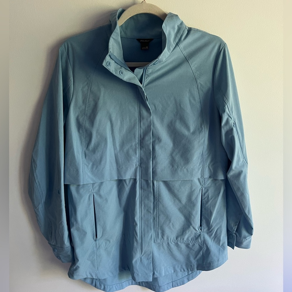 Blue Eddie Bauer wind breaker